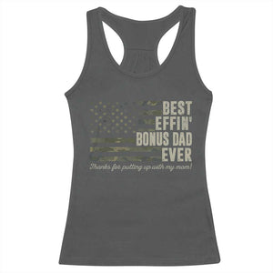 Best Effin’ Bonus Dad Ever Racerback Tank Top Step Dad Camo American Flag Camouflage TS10 Dark Heather Print Your Wear