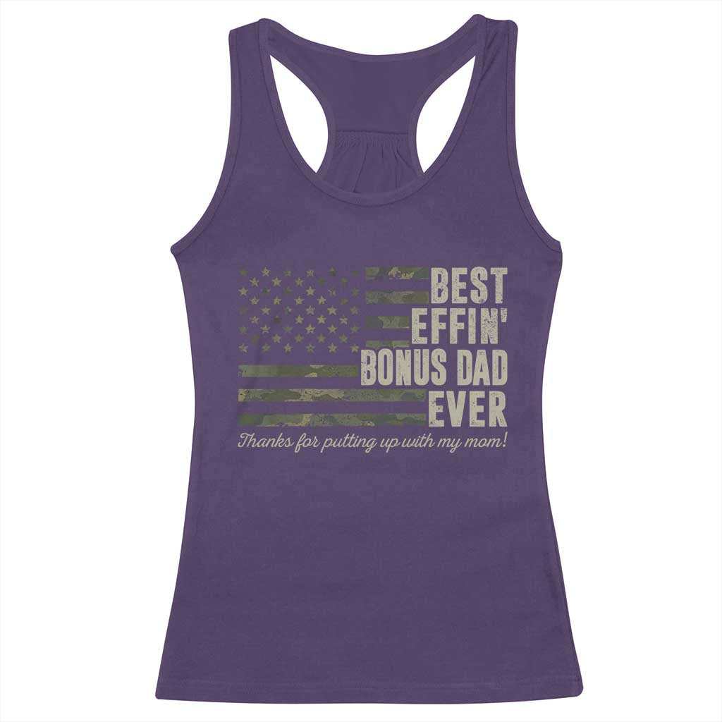 Best Effin’ Bonus Dad Ever Racerback Tank Top Step Dad Camo American Flag Camouflage TS10 Purple Print Your Wear