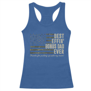Best Effin’ Bonus Dad Ever Racerback Tank Top Step Dad Camo American Flag Camouflage TS10 Royal Blue Print Your Wear