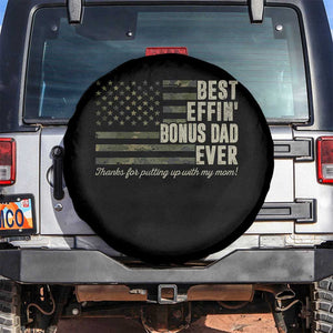 Best Effin’ Bonus Dad Ever Spare Tire Cover Step Dad Camo American Flag Camouflage TS10 No hole Black Print Your Wear