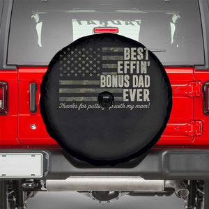Best Effin’ Bonus Dad Ever Spare Tire Cover Step Dad Camo American Flag Camouflage TS10 Black Print Your Wear