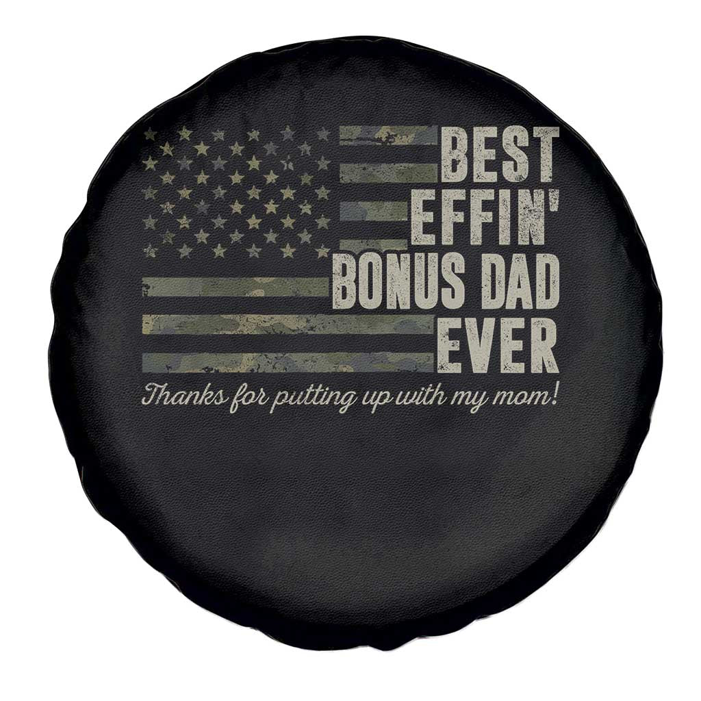 Best Effin’ Bonus Dad Ever Spare Tire Cover Step Dad Camo American Flag Camouflage TS10 Print Your Wear