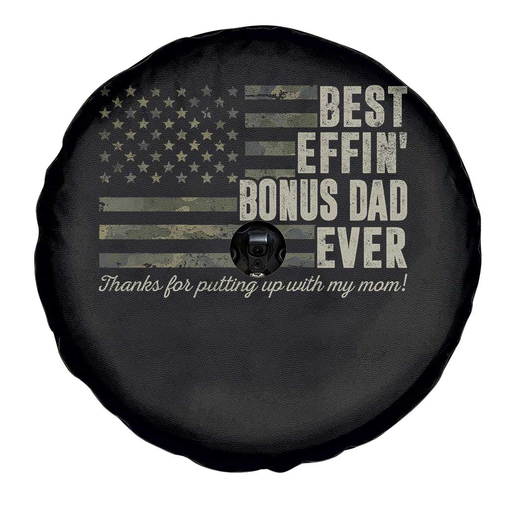 Best Effin’ Bonus Dad Ever Spare Tire Cover Step Dad Camo American Flag Camouflage TS10 Print Your Wear