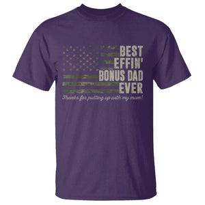 Best Effin’ Bonus Dad Ever T Shirt Step Dad Camo American Flag Camouflage TS10 Purple Print Your Wear