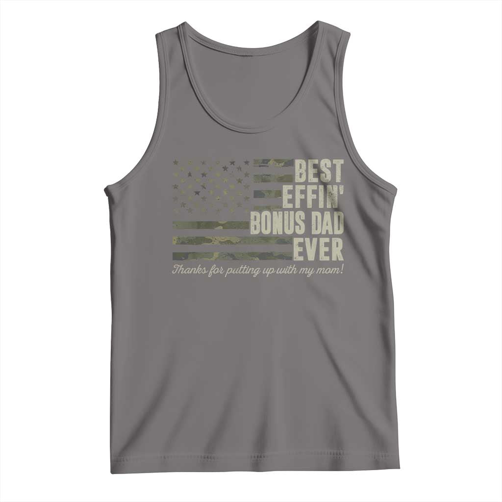 Best Effin’ Bonus Dad Ever Tank Top Step Dad Camo American Flag Camouflage TS10 Deep Heather Print Your Wear