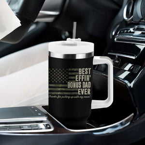 Best Effin’ Bonus Dad Ever Tumbler With Handle Step Dad Camo American Flag Camouflage TS10 Print Your Wear