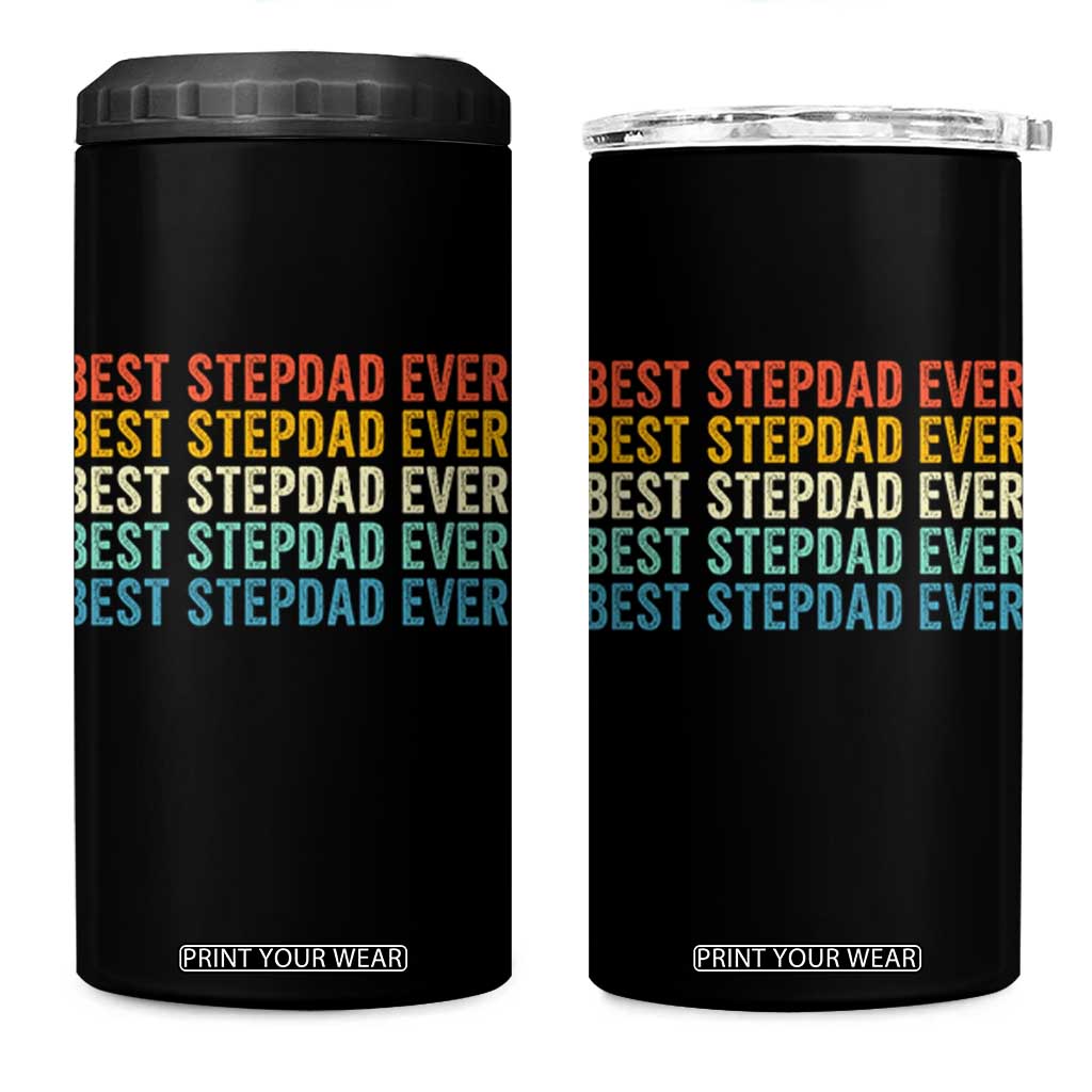 Best Stepdad Ever 4 in 1 Can Cooler Tumbler Funny Retro Stepdad Bonus Dad TS10 One Size: 16 oz Black Print Your Wear