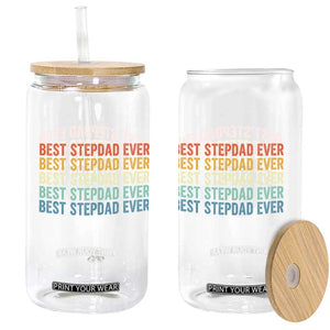 Best Stepdad Ever Glass Can Funny Retro Stepdad Bonus Dad TS10 Print Your Wear