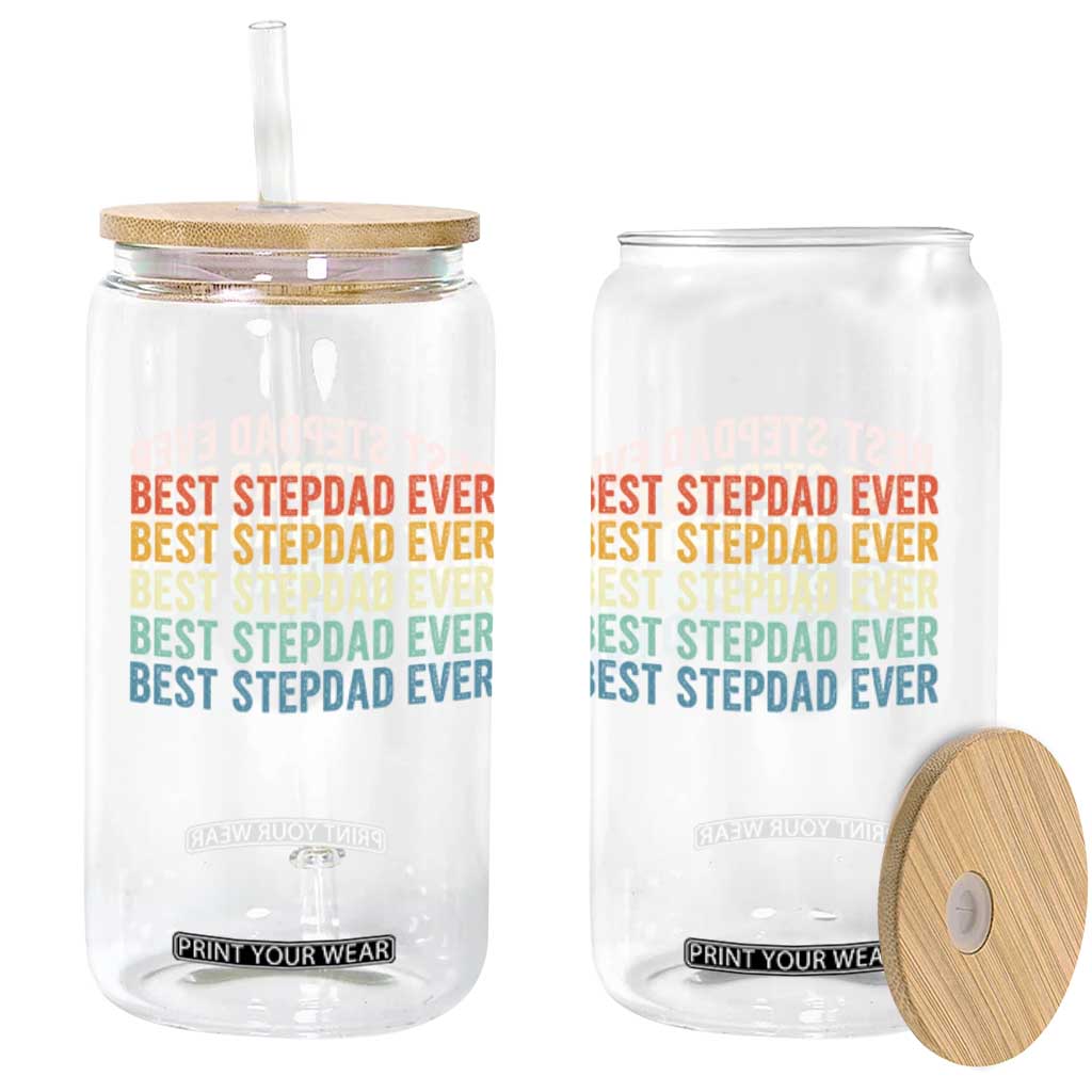 Best Stepdad Ever Glass Can Funny Retro Stepdad Bonus Dad TS10 Print Your Wear
