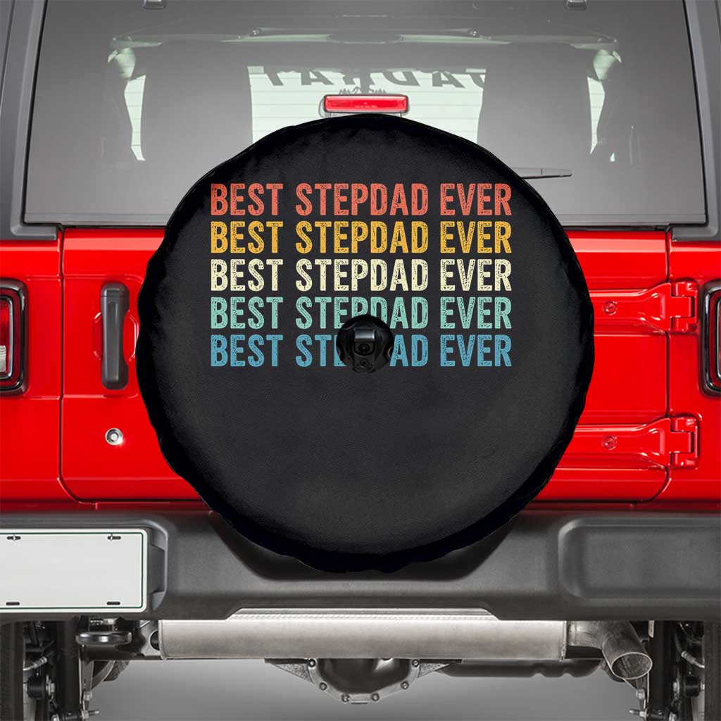 Best Stepdad Ever Spare Tire Cover Funny Retro Stepdad Bonus Dad TS10 Black Print Your Wear