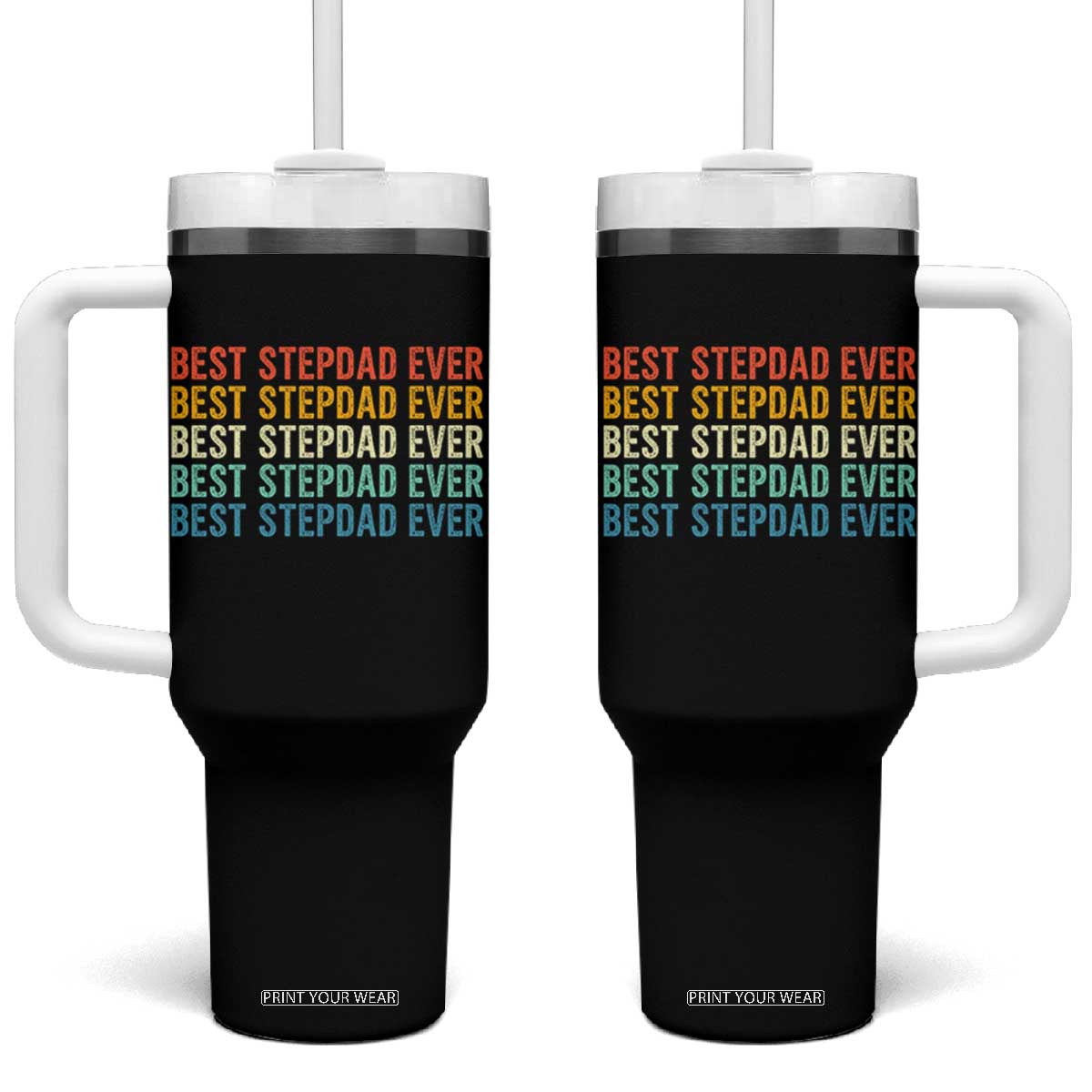 Best Stepdad Ever Tumbler With Handle Funny Retro Stepdad Bonus Dad TS10 One Size: 40 oz Black Print Your Wear