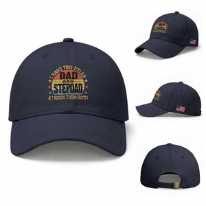 Bonus Dad Baseball Cap Retro I Have Two Titles Dad And Stepdad Rock Them Both TS10 Baseball Cap Universal Fit Navy Print Your Wear