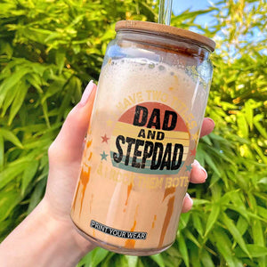 Bonus Dad Glass Can Retro I Have Two Titles Dad And Stepdad Rock Them Both TS10 Black Print Your Wear