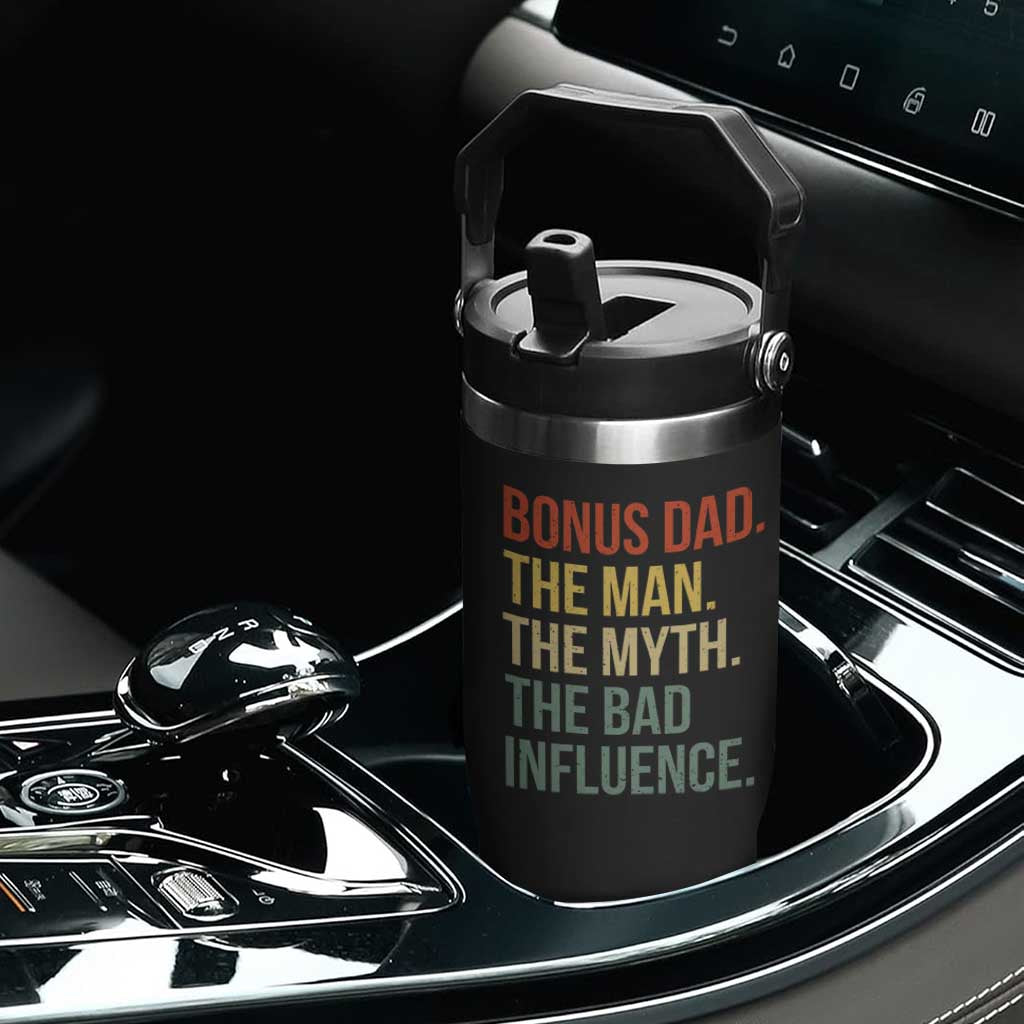 Bonus Dad Flip Straw Tumbler The Man Myth Bad Influence Funny Step Dad TS10 Print Your Wear