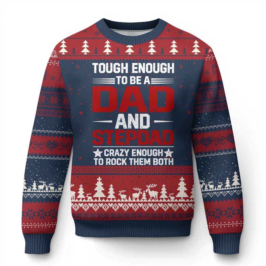 Bonus Dad Ugly Christmas Sweater Dad And Stepdad Fathers Day TS10 Navy Red Print Your Wear