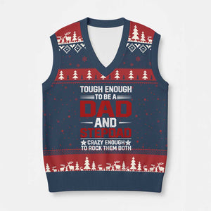 Bonus Dad V-Neck Knit Sweater Vest Dad And Stepdad Fathers Day TS10 Navy Red Print Your Wear