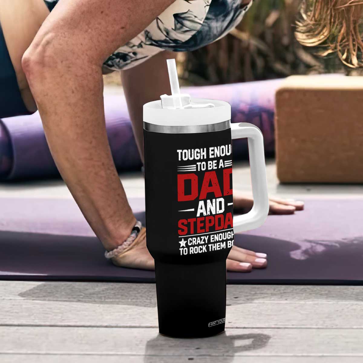 Bonus Dad Tumbler With Handle Dad And Stepdad Fathers Day TS10 Print Your Wear