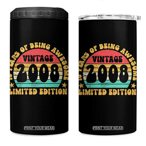 18th Birthday 4 in 1 Can Cooler Tumbler Vintage 18yr 2008 Limited Edition 18 Year Old Gift TS10 One Size: 16 oz Black Print Your Wear