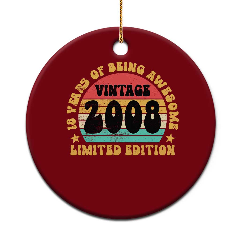 18th Birthday Ceramic Ornament Vintage 18yr 2008 Limited Edition 18 Year Old Gift TS10 1pc Red Print Your Wear