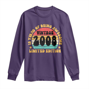 18th Birthday Long Sleeve Shirt Vintage 18yr 2008 Limited Edition 18 Year Old Gift TS10 Purple Print Your Wear