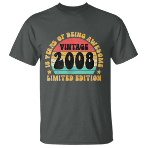 18th Birthday T Shirt Vintage 18yr 2008 Limited Edition 18 Year Old Gift TS10 Dark Heather Print Your Wear