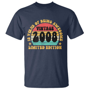18th Birthday T Shirt Vintage 18yr 2008 Limited Edition 18 Year Old Gift TS10 Navy Print Your Wear