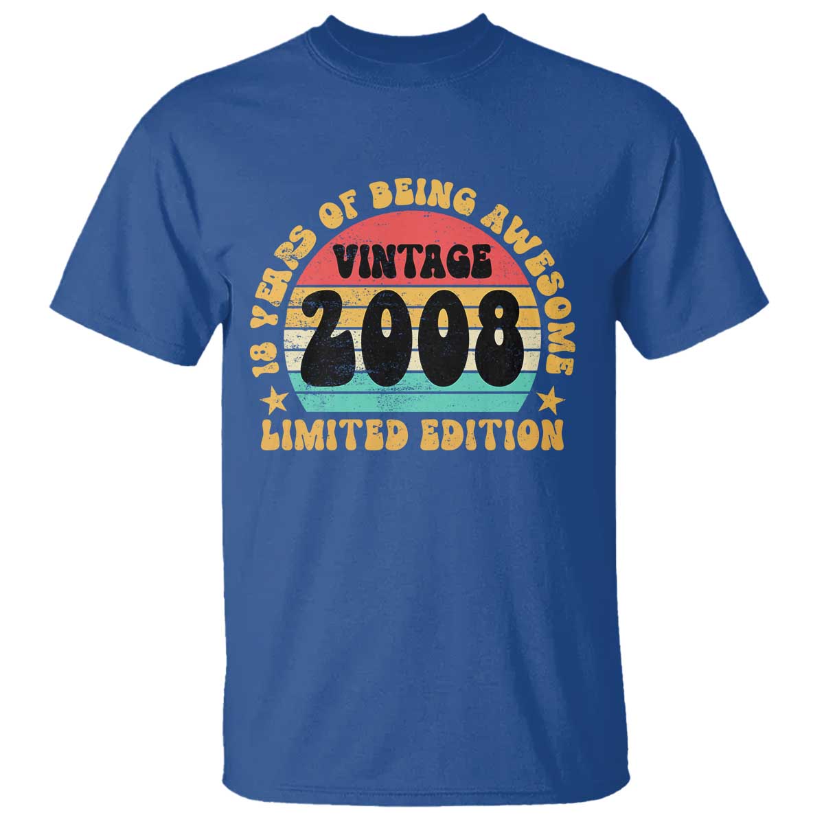 18th Birthday T Shirt Vintage 18yr 2008 Limited Edition 18 Year Old Gift TS10 Royal Blue Print Your Wear