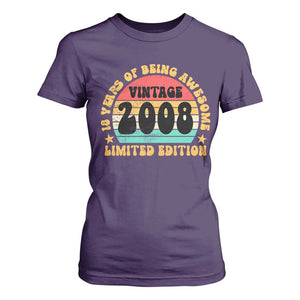 18th Birthday T Shirt For Women Vintage 18yr 2008 Limited Edition 18 Year Old Gift TS10 Purple Print Your Wear