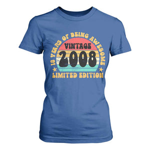 18th Birthday T Shirt For Women Vintage 18yr 2008 Limited Edition 18 Year Old Gift TS10 Royal Blue Print Your Wear