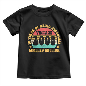 18th Birthday Toddler T Shirt Vintage 18yr 2008 Limited Edition 18 Year Old Gift TS10 Black Print Your Wear