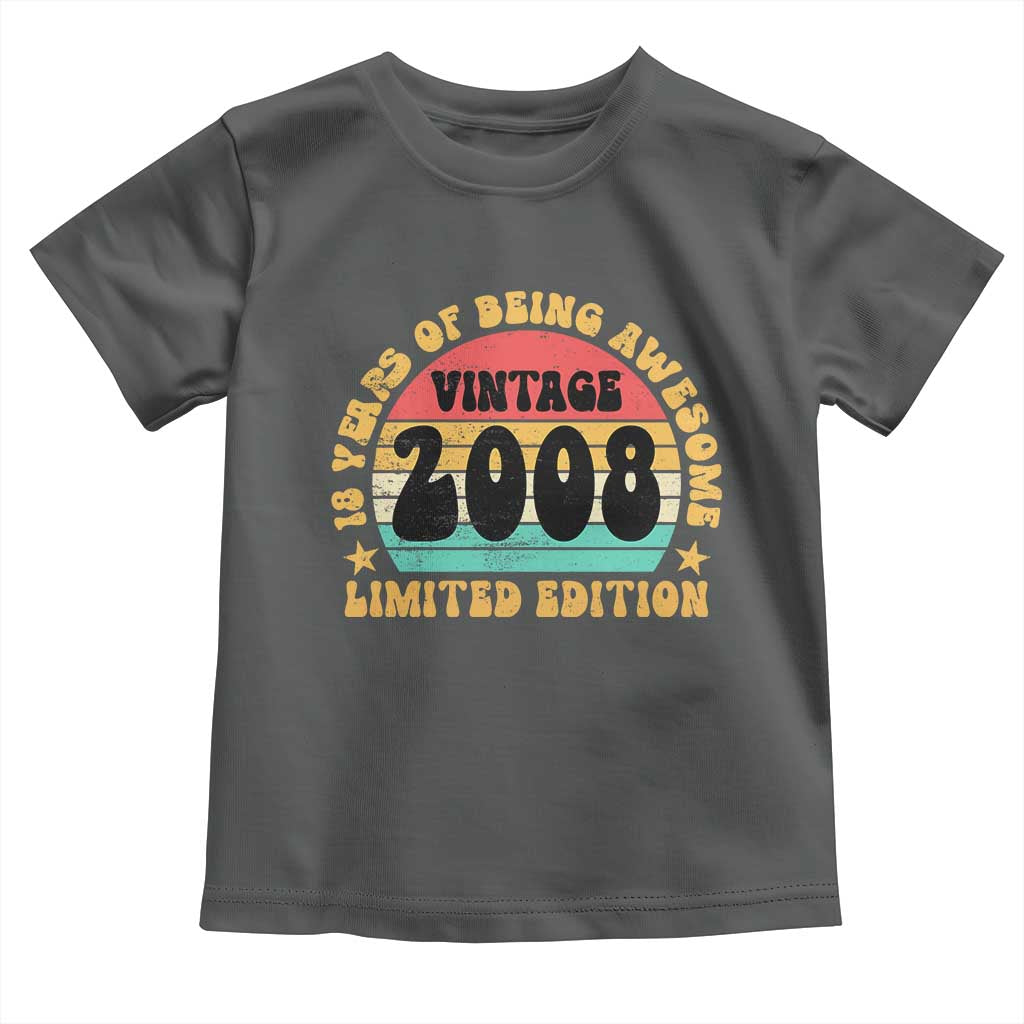 18th Birthday Toddler T Shirt Vintage 18yr 2008 Limited Edition 18 Year Old Gift TS10 Dark Heather Print Your Wear