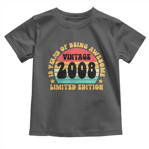 18th Birthday Toddler T Shirt Vintage 18yr 2008 Limited Edition 18 Year Old Gift TS10 Dark Heather Print Your Wear