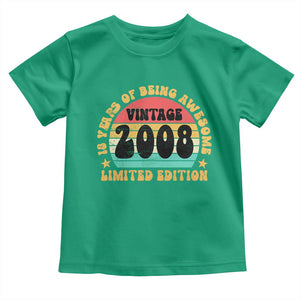 18th Birthday Toddler T Shirt Vintage 18yr 2008 Limited Edition 18 Year Old Gift TS10 Irish Green Print Your Wear