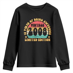 18th Birthday Youth Sweatshirt Vintage 18yr 2008 Limited Edition 18 Year Old Gift TS10 Black Print Your Wear