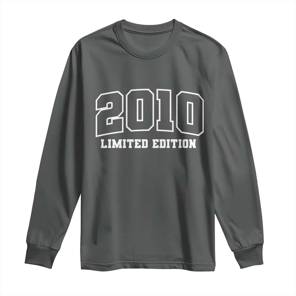 Vintage 2010 Limited Edition Long Sleeve Shirt 16 Year Old Gift Retro Varsity 16th Birthday TS10 Dark Heather Print Your Wear