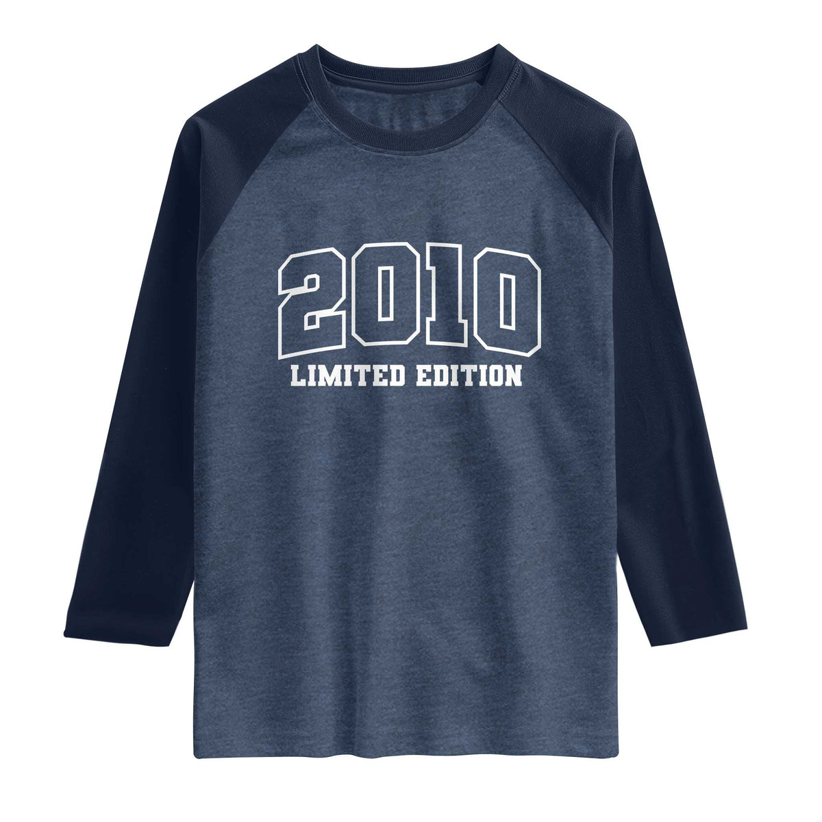 Vintage 2010 Limited Edition Raglan Shirt 16 Year Old Gift Retro Varsity 16th Birthday TS10 Heather Denim Navy Print Your Wear