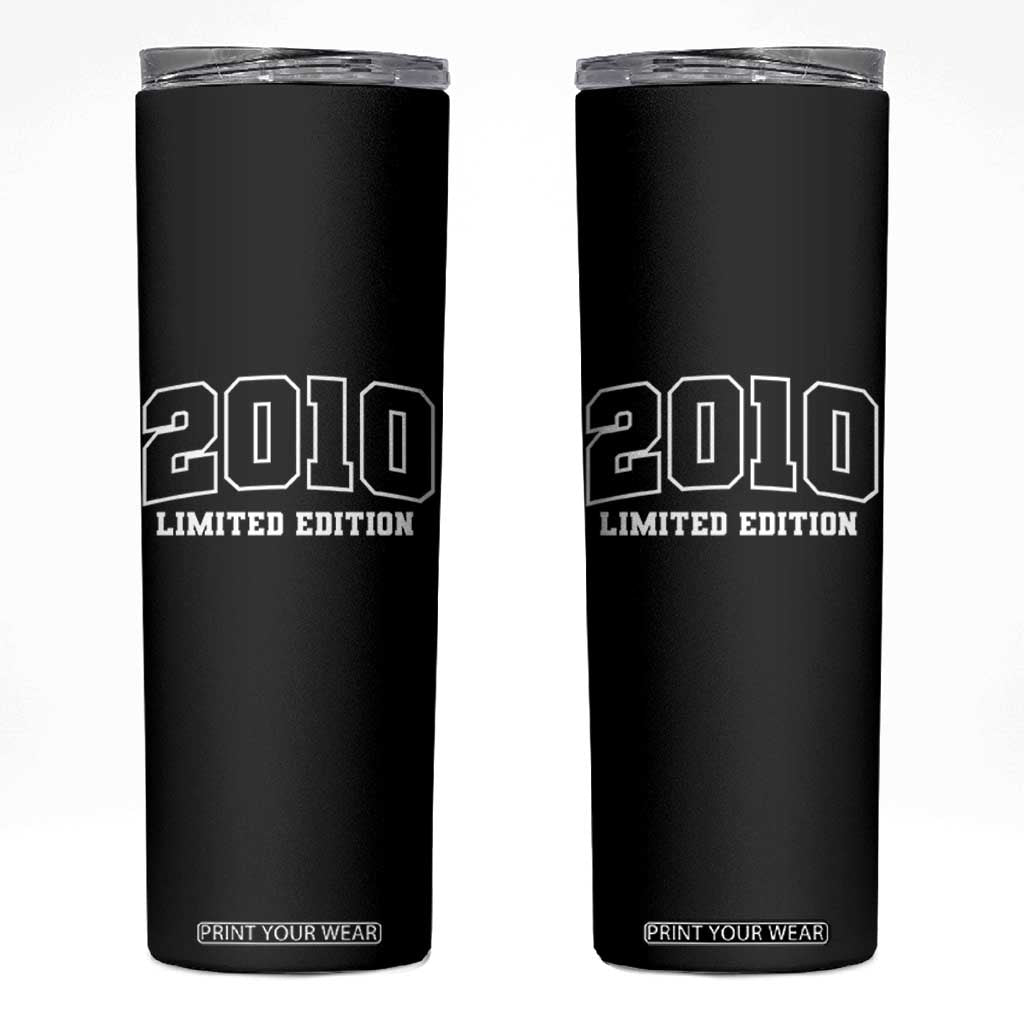 Vintage 2010 Limited Edition Skinny Tumbler 16 Year Old Gift Retro Varsity 16th Birthday TS10 Black Print Your Wear