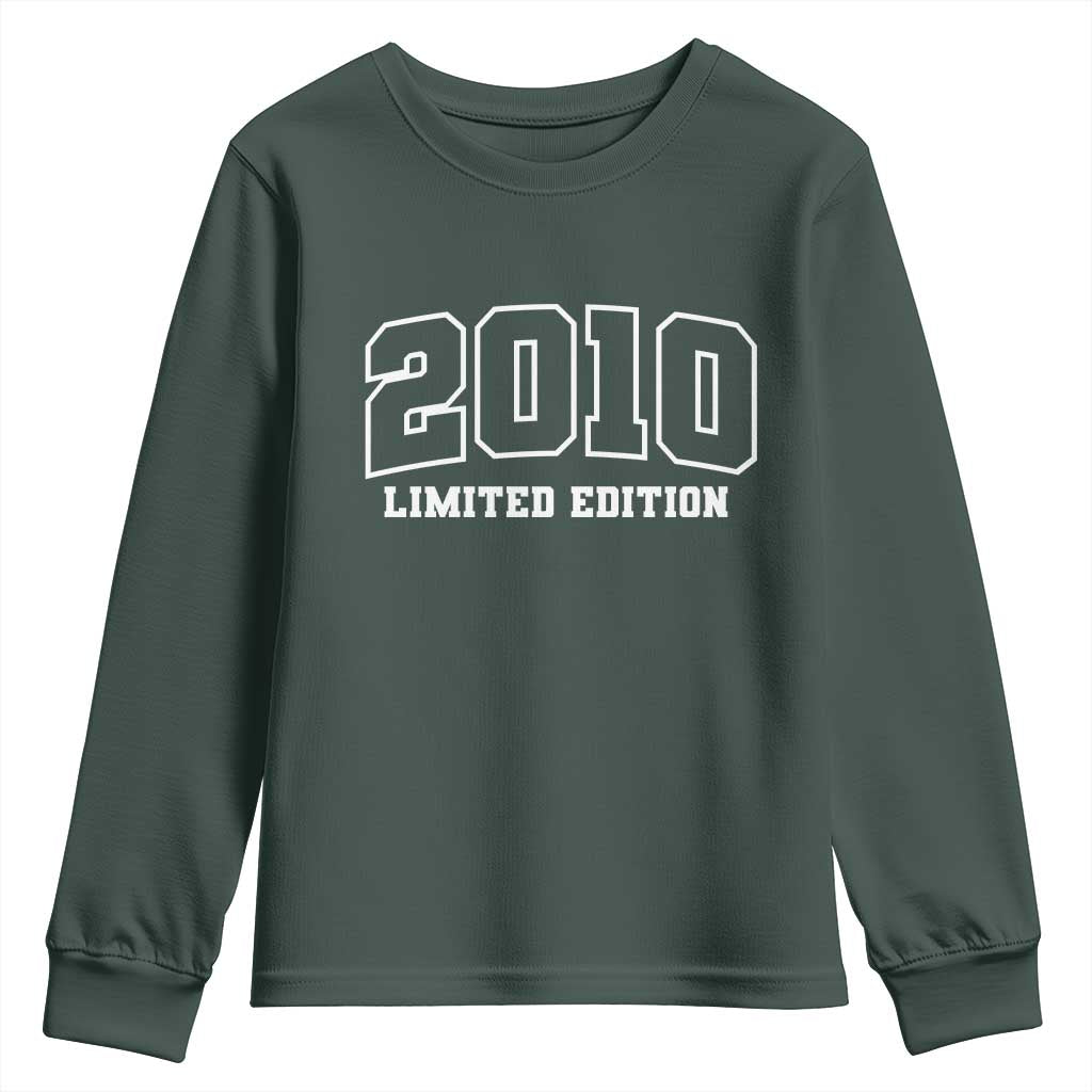 Vintage 2010 Limited Edition Youth Sweatshirt 16 Year Old Gift Retro Varsity 16th Birthday TS10 Dark Forest Green Print Your Wear