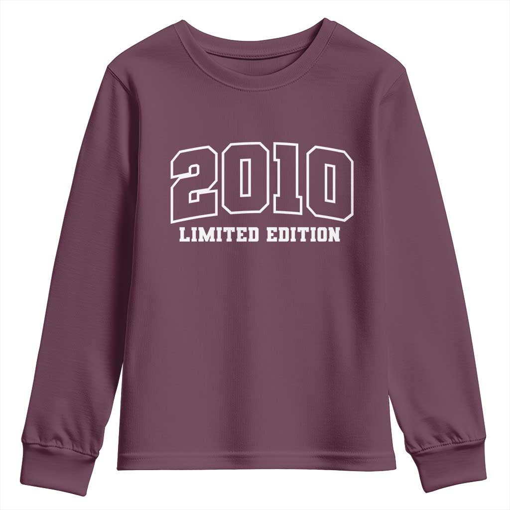 Vintage 2010 Limited Edition Youth Sweatshirt 16 Year Old Gift Retro Varsity 16th Birthday TS10 Maroon Print Your Wear