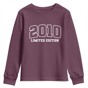 Vintage 2010 Limited Edition Youth Sweatshirt 16 Year Old Gift Retro Varsity 16th Birthday TS10 Maroon Print Your Wear