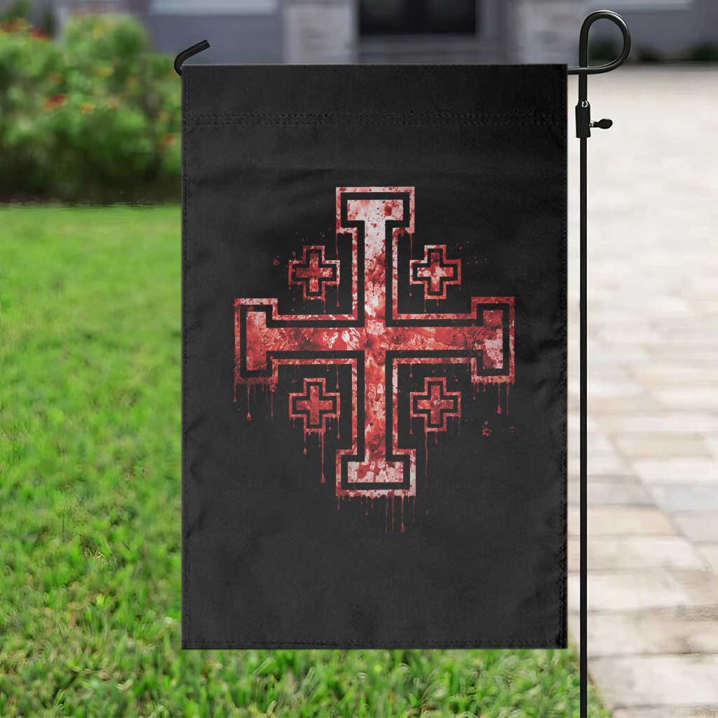 Crusader Jerusalem Cross Catholic Garden Flag Gothic Christian Dark Faith Grunge Blood Splatter TS10 Print Your Wear