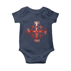 Crusader Jerusalem Cross Catholic Baby Onesie Gothic Christian Dark Faith Grunge Blood Splatter TS10 Navy Print Your Wear