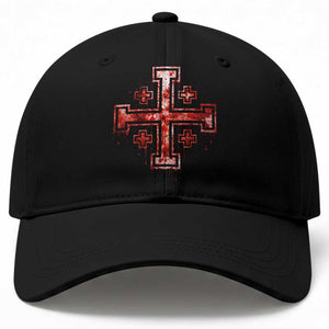 Crusader Jerusalem Cross Catholic Baseball Cap Gothic Christian Dark Faith Grunge Blood Splatter TS10 Print Your Wear