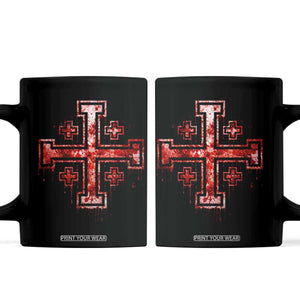 Crusader Jerusalem Cross Catholic Coffee Mug Gothic Christian Dark Faith Grunge Blood Splatter TS10 Black Print Your Wear