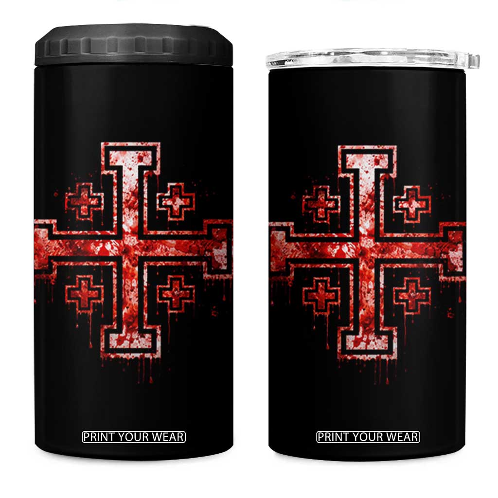Crusader Jerusalem Cross Catholic 4 in 1 Can Cooler Tumbler Gothic Christian Dark Faith Grunge Blood Splatter TS10 One Size: 16 oz Black Print Your Wear