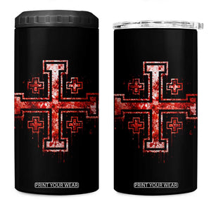 Crusader Jerusalem Cross Catholic 4 in 1 Can Cooler Tumbler Gothic Christian Dark Faith Grunge Blood Splatter TS10 One Size: 16 oz Black Print Your Wear