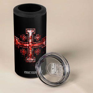 Crusader Jerusalem Cross Catholic 4 in 1 Can Cooler Tumbler Gothic Christian Dark Faith Grunge Blood Splatter TS10 Print Your Wear
