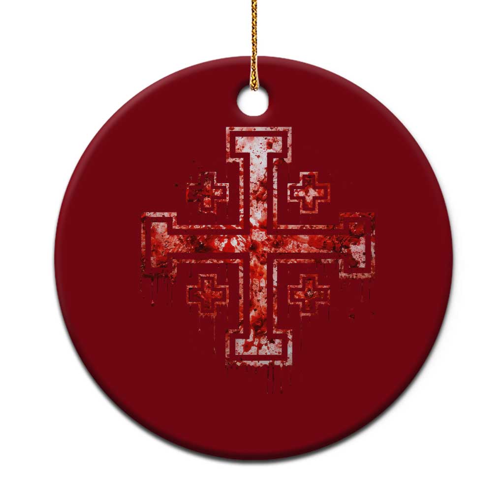 Crusader Jerusalem Cross Catholic Ceramic Ornament Gothic Christian Dark Faith Grunge Blood Splatter TS10 1pc Red Print Your Wear