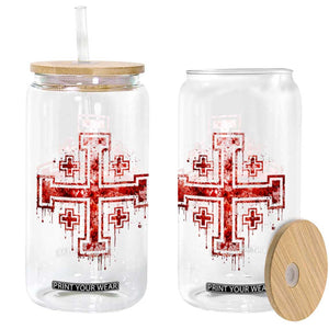 Crusader Jerusalem Cross Catholic Glass Can Gothic Christian Dark Faith Grunge Blood Splatter TS10 Print Your Wear