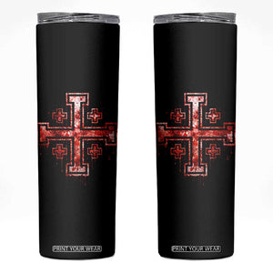 Crusader Jerusalem Cross Catholic Skinny Tumbler Gothic Christian Dark Faith Grunge Blood Splatter TS10 Black Print Your Wear